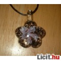 Álomszép egyedi Muránói üveg lila virágos medál nyaklánccal Vadiúj