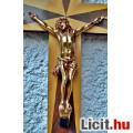 Eladó Antik fém arany ozott Jézus Krisztus (16 cm), 30cm politúrozott feszül