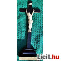 Eladó 24.) Antik, CSONT Jézus Krisztus 10 cm, 29 cm-es aranyozott talpas fes