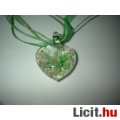 Álomszép egyedi Muránói üveg zöld virágos medál nyaklánccal Vadiúj