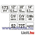 Dugókulcs készlet 173 részes 1/4", 3/8", 1/2" CrV Yato