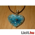 Álomszép egyedi Muránói üveg kék virágos medál nyaklánccal Vadonatúj!