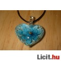Álomszép egyedi Muránói üveg kék virágos medál nyaklánccal Vadonatúj!