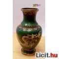 Kínai rekeszzománcozott sárkányos váza, tökéletes állapotú dísztárgy.
