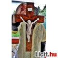 Eladó 50. Antik ELEFÁNTCSONT Jézus Krisztus (17.8 cm), 40 cm intarzia feszül