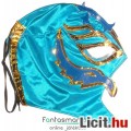 felvehető Pankráció / Pankrátor Maszk - kék Rey Mysterio maszk arany díszítéssel - szövetből, fűzős 