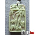 Különleges egyedi faragott kő bambusz pillangó amulett medál Vadiúj!