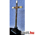 Eladó 17. Antik, CSONT Jézus Krisztus 10.5 cm 39 cm talpas feszület, kereszt