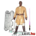 10cm-es Star Wars figura - Mace Windu Jedi Mester figura lila fénykarddal és Star Wars logós talppal