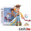 12cmes Toy Story figura - Vudi Serif / Woody Sheriff mozgatható játék figura kalappal és Forky minif