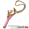 Sailor Moon / Holdtündér medál - 4cmes Hold Varázspálca fügő fém Anime ékszer kulcstartó lánccal - M
