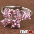 Álomszép pink csiszolt topáz köves aranyozott gyűrű - Vadonatúj!