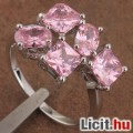Álomszép pink csiszolt topáz köves aranyozott gyűrű - Vadonatúj!