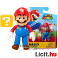 Super Mario figura - 10cmes Mario mozgatható végtagokkal és Question Block-al - World of Nintendo Ja