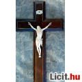 Eladó 49. Antik ELEFÁNTCSONT Jézus Krisztus (11 cm), 35.5 cm intarzia feszül