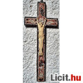 Eladó 27. Antik CSONT Jézus Krisztus 12 cm, 29 cm kagylókkal kirakott feszül