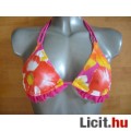 Fodros rózsaszín/sárga mintás S-es női bikini