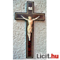 Eladó 47. Antik, ELEFÁNTCSONT Jézus Krisztus (14 cm), 35 cm intarziás feszül