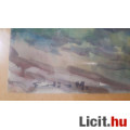 Erdős Mihály: Parasztház tájkép akril festmény 43 x 55,5 cm