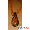 Álomszép egyedi Muránói üveg narancs virágos medál nyaklánccal Vadiúj