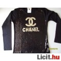 Chanel fekete, flitteres, hosszú ujjú női felső