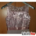 Csodaszép halvány rózsaszín, csikés felső részű alkalmi ruha M-es AKCI